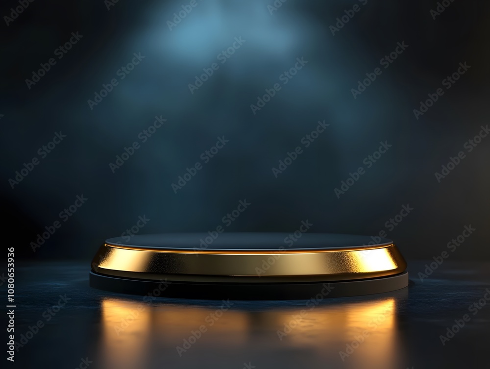 A sleek, illuminated podium against a dark background, ideal for presentations or displays. A sleek, illuminated podium against a dark background, ideal for presentations or displays.