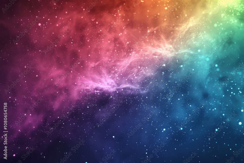 Naklejka premium A stunning cosmic nebula with vibrant colors and sparkling stars, showcasing the beauty of the universe.