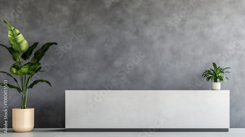 Modern Blank Wall Reception Area with Copy Space for Professional Welcome