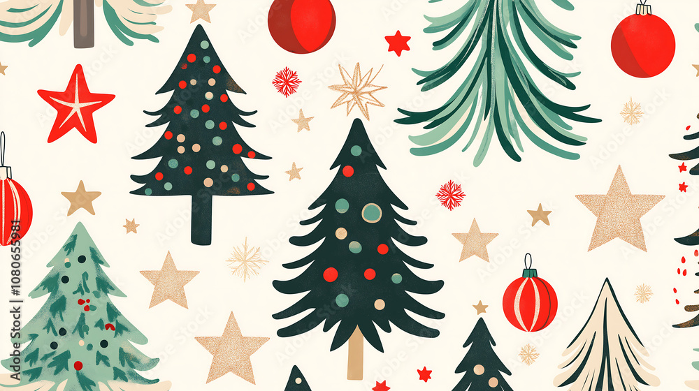 Obraz premium Christmas trees background pattern.