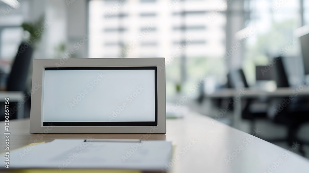Emergency Documents on Office Desk with Blurred Alert on Screen During Business Crisis Emergency Documents on Office Desk with Blurred Alert on Screen During Business Crisis