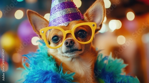 The Party Dog with Glasses