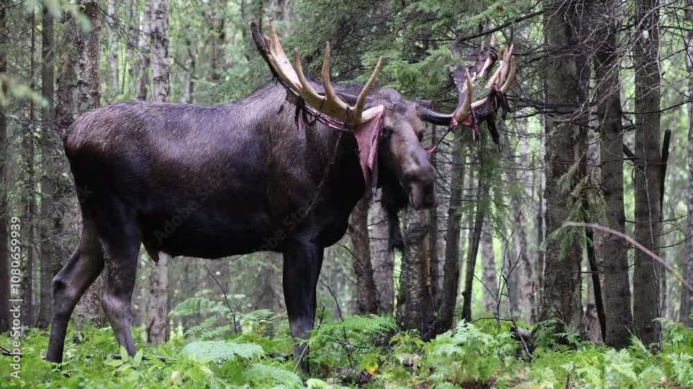 Bull Alaska Yukon Moose in atuumn in Alaska Bull Alaska Yukon Moose in atuumn in Alaska