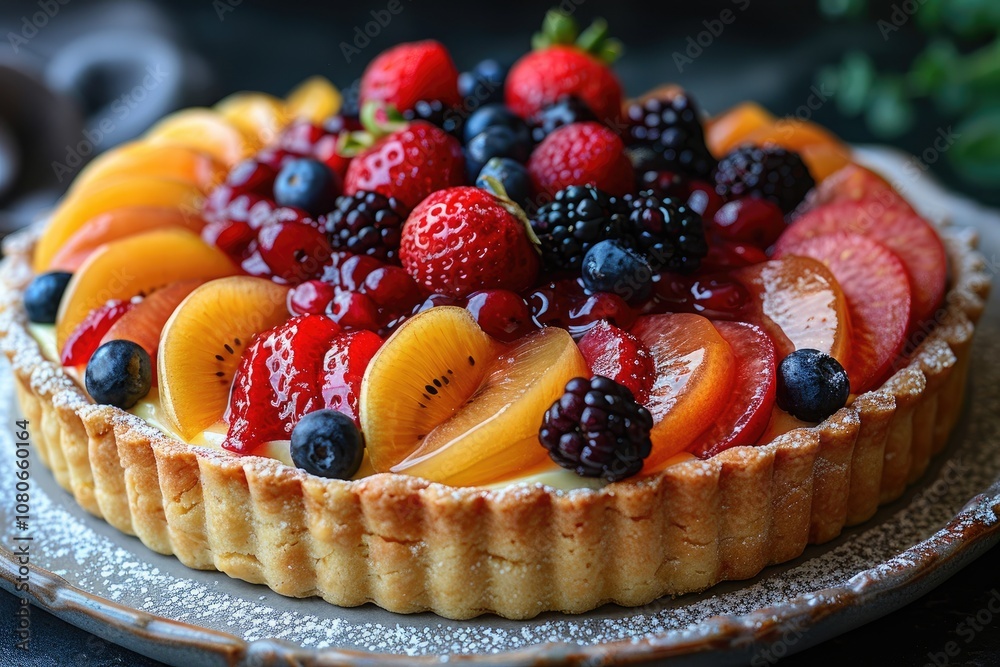Fruit Tart with Pastry Crust and Various Berries