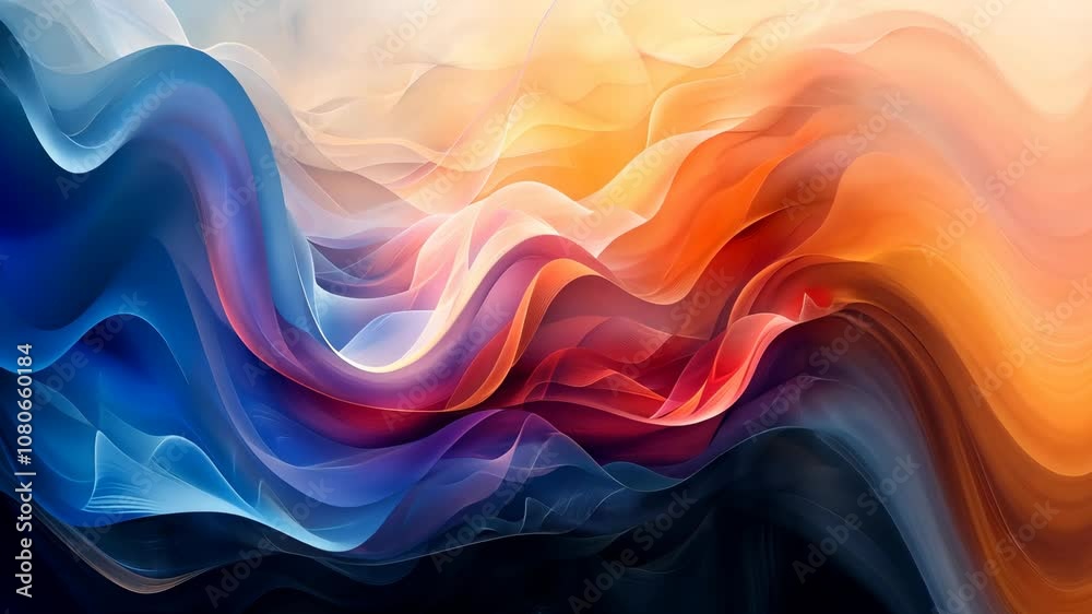 Vibrant Abstract Wavy Texture Blending Warm and Cool Colors for Modern Design Projects and Artistic Visuals 8K Wallpaper High-resolution