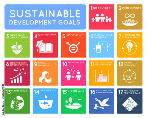 Sustainable Development Goals Corporate Social Responsibility Project Goal for a Better World. Vector illustration of SDGs