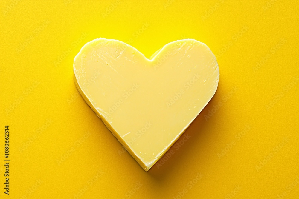 Heart Shaped Butter on Yellow Background Food Photography Heart Shaped Butter on Yellow Background Food Photography