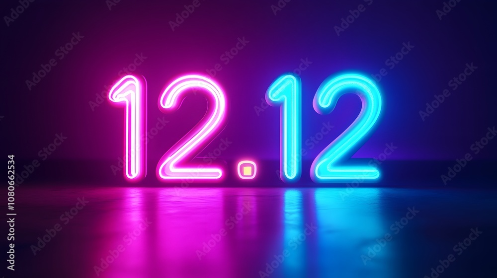 Double 12 neon number 12 three-dimensional e-commerce space Double 12 neon number 12 three-dimensional e-commerce space