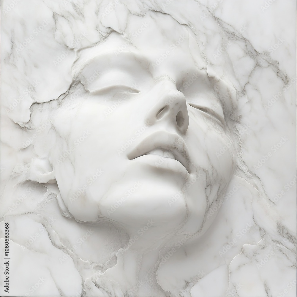 Marble Sculpture of a Woman's Face: A Modern Interpretation of Classical Art Marble Sculpture of a Woman's Face: A Modern Interpretation of Classical Art
