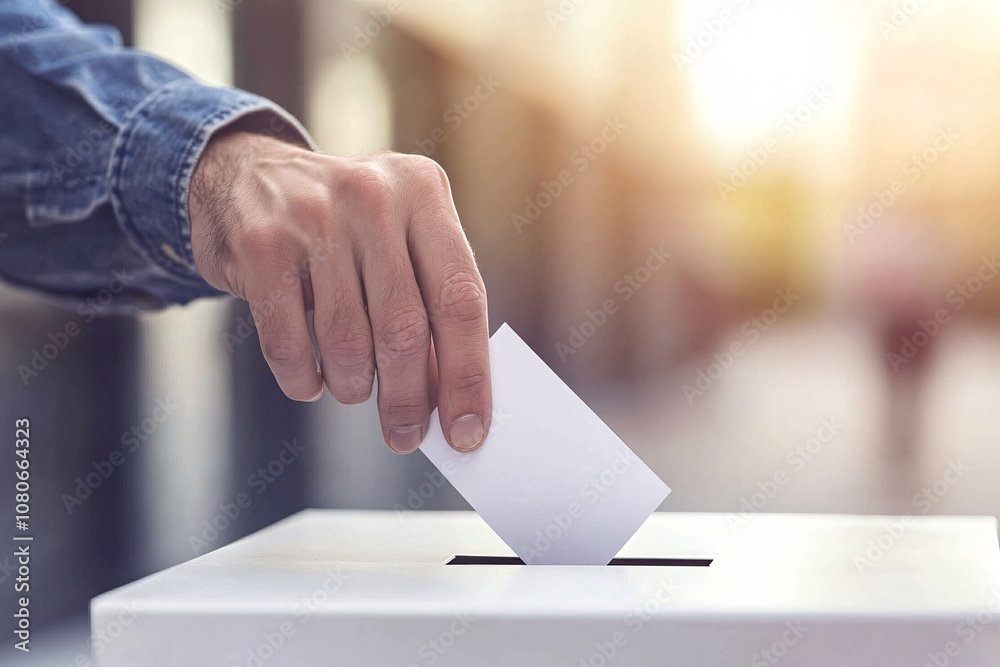 Hand Placing Ballot Paper in Ballot Box Election Voting Hand Placing Ballot Paper in Ballot Box Election Voting