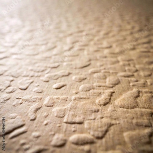 an extreme macro view of a parchment with a faint watermark or embossed design. Capture the fine details of the embossed pattern and the way it interacts with the surrounding, slightly textured parchm