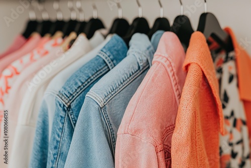 Modern closet cleanout featuring folded clothes and organized hangers