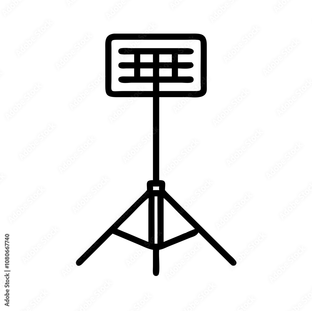 Music stand icon in simple outline style, black and white
