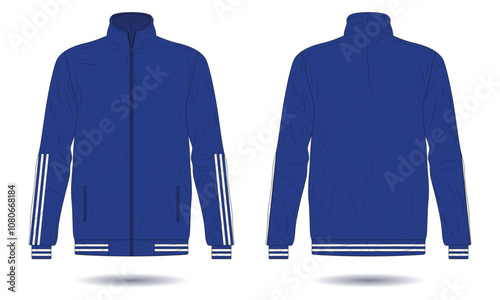Blue striped sports jacket mockup front and back view