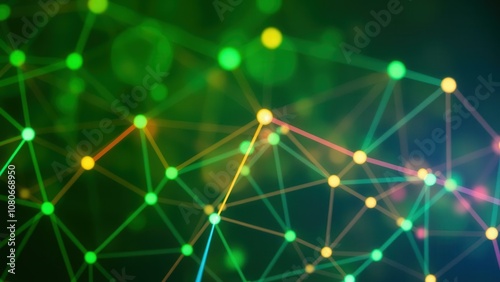 Vibrant Green Network Connections Abstract Background for Modern Tech and Science Presentations photo