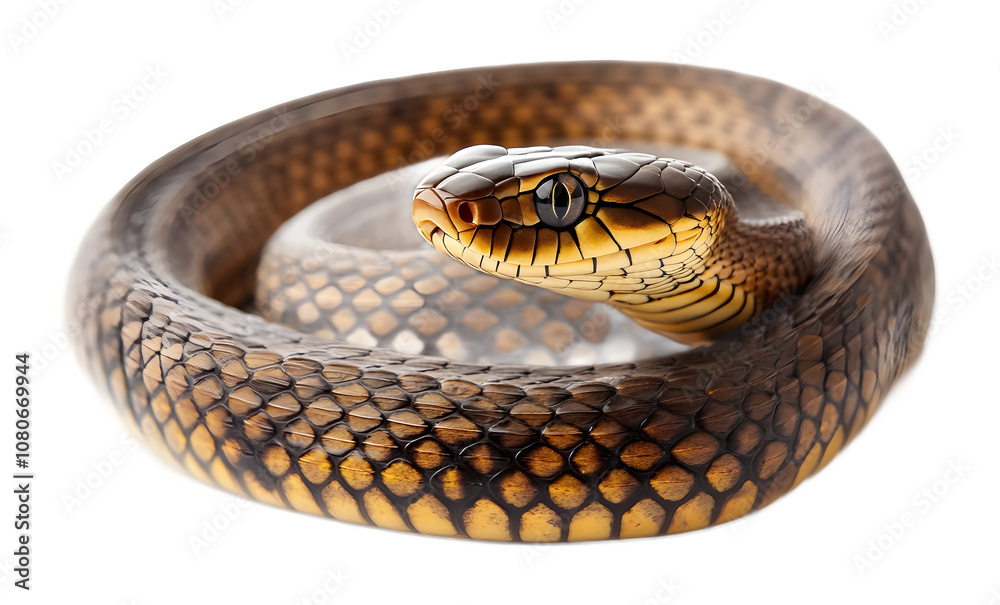 Fototapeta premium Pure serpentine snake on a transparent background. isolated background.