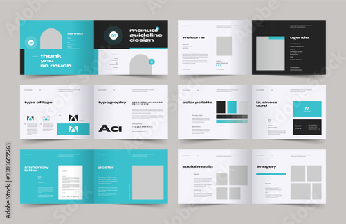 Brand Guidelines Template, Landscape Brand Identity Presentation Layout, Logo Guideline template, A4 Guidelines