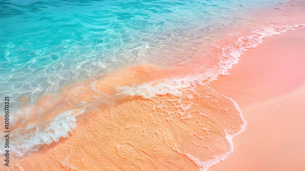 Fototapeta premium Soft wave on pink sand beach.