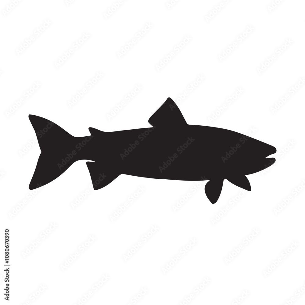 salmon silhouette., Vector illustration. salmon silhouette in line art style. Fish vector by hand drawing. Fish tattoo on white background .Black and white fish vector on white background salmon silhouette., Vector illustration. salmon silhouette in line art style. Fish vector by hand drawing. Fish tattoo on white background .Black and white fish vector on white background