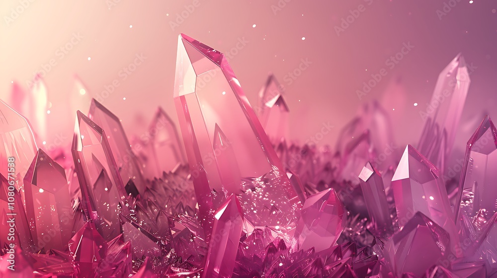 A stunning display of pink crystals, reflecting light in a mesmerizing formation. A stunning display of pink crystals, reflecting light in a mesmerizing formation.