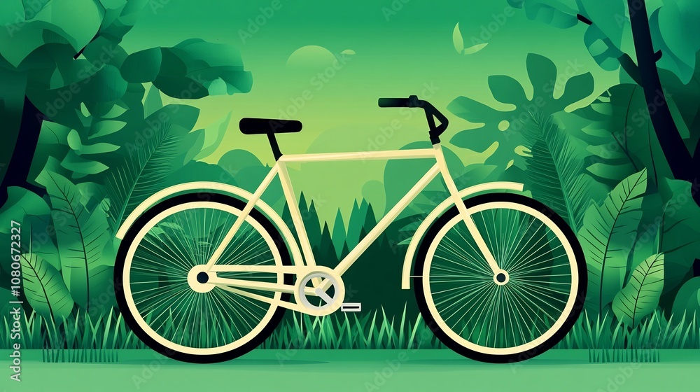 Fototapeta premium Eco-Friendly Bicycle Ride Through Lush Green Landscape