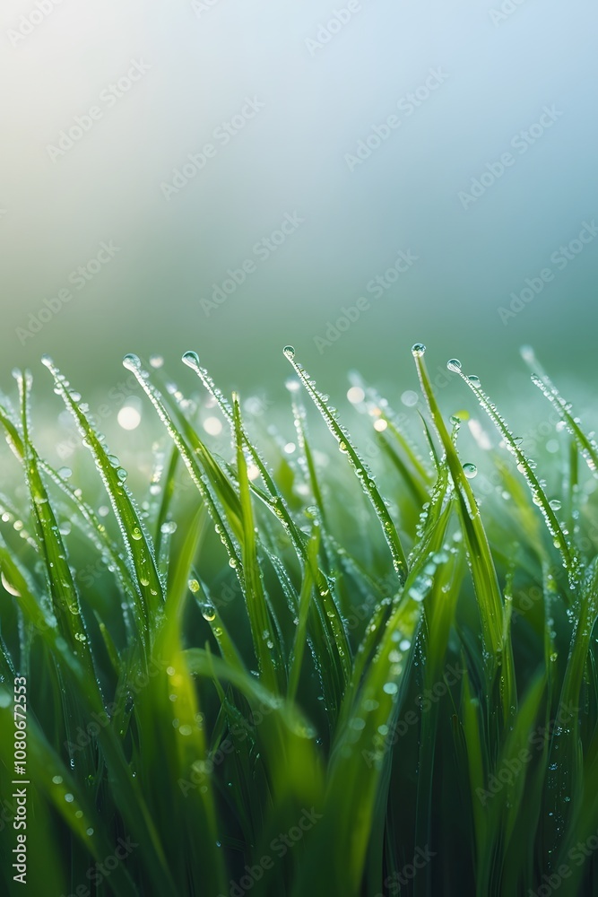 Obraz premium Grass close view with dew