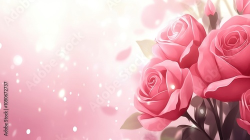 Close-up of pink roses in bloom, forming a soft, elegant background with realistic texture and gentle lighting.