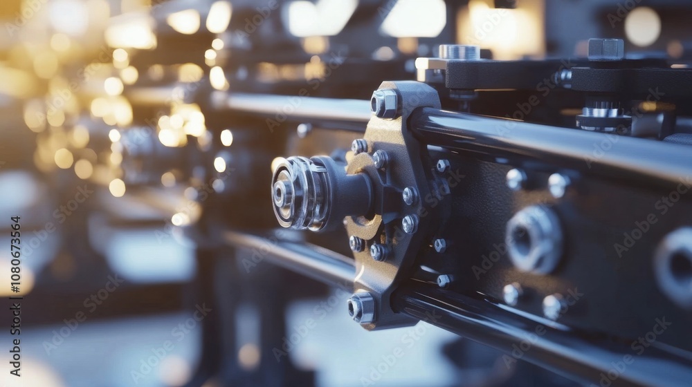 Fototapeta premium Close-up of trucks frame with axle and suspension system detailed in lifelike fashion