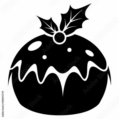 Christmas pudding vector silhouette black illustration on a white background