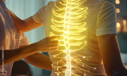 video of a sore spine organ, with a flaming effect on the bone photo