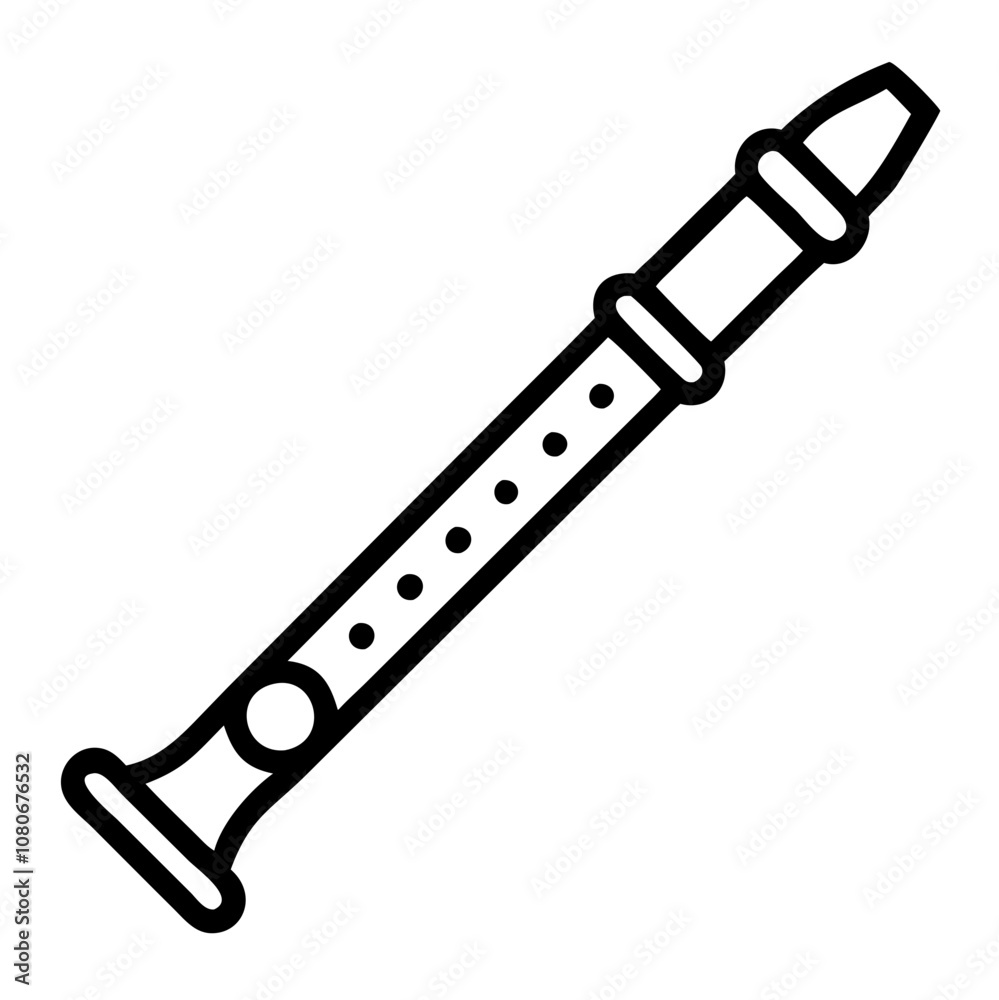 Recorder musical instrument icon in simple outline style, black and white
Recorder musical instrument icon in simple outline style, black and white