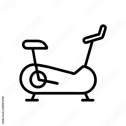 A simple outline of a stationary exercise bike in a minimalist design, highlighting its structure and functionality for indoor fitness activities