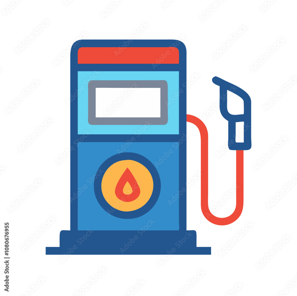 A colorful gas station pump with a fuel nozzle, prominently displayed against a simple background, symbolizes the essential nature of fueling vehicles in modern transportation A colorful gas station pump with a fuel nozzle, prominently displayed against a simple background, symbolizes the essential nature of fueling vehicles in modern transportation