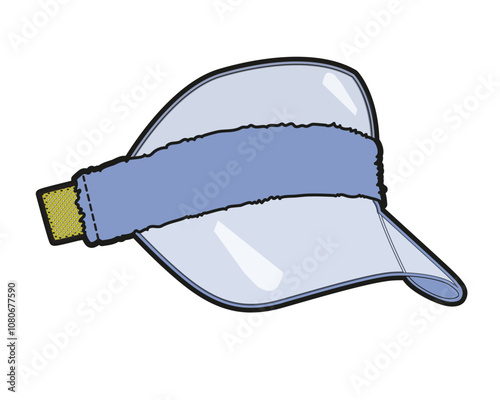Boys visor cap design technical flat sketch vector mockup template.