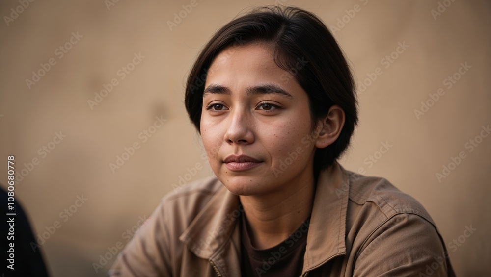 Natural Portrait of a Young Adult with a Calm Expression Natural Portrait of a Young Adult with a Calm Expression
