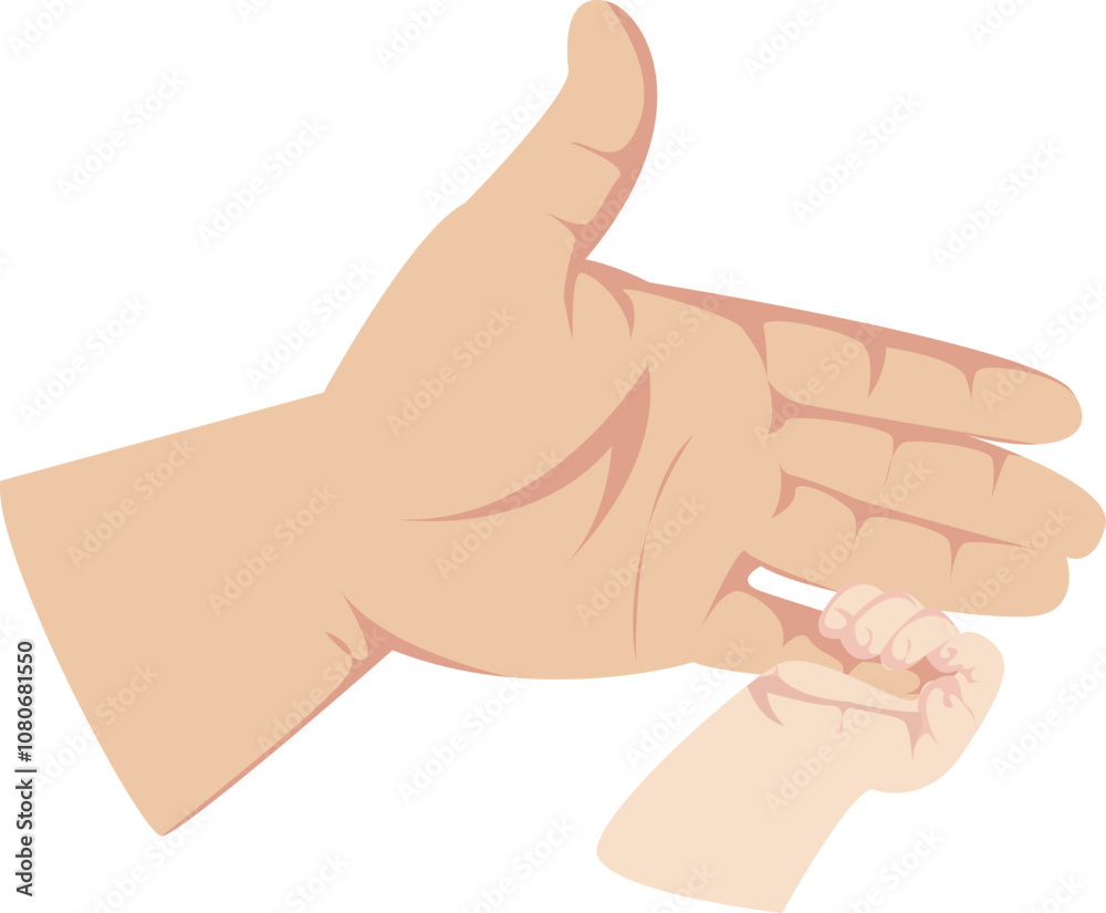 Baby Hand Holding Parent Pinky Finger Illustration, Family Bond Baby Hand Holding Parent Pinky Finger Illustration, Family Bond
