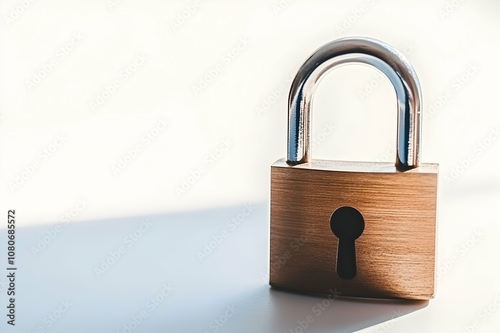 Naklejka premium A close-up shot of a closed padlock on a white background.