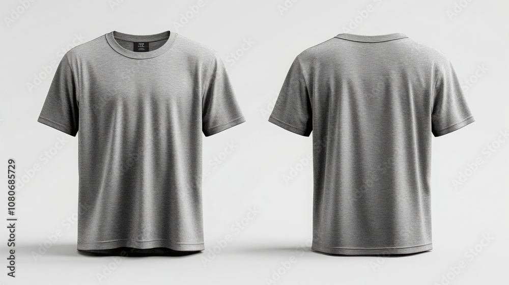 Realistic Grey Short Sleeve T-Shirt Mockup Front View for Design Template Realistic Grey Short Sleeve T-Shirt Mockup Front View for Design Template