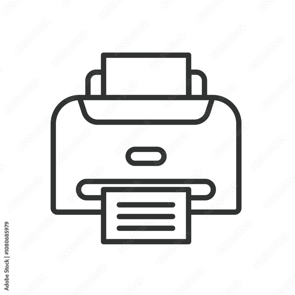 Printer, icon in line design. Printer, office, device, printing, paper, document, ink on white background vector. Printer editable stroke icon Printer, icon in line design. Printer, office, device, printing, paper, document, ink on white background vector. Printer editable stroke icon