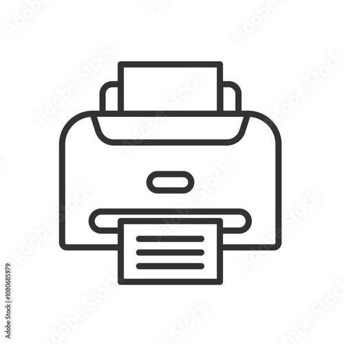 Printer, icon in line design. Printer, office, device, printing, paper, document, ink on white background vector. Printer editable stroke icon