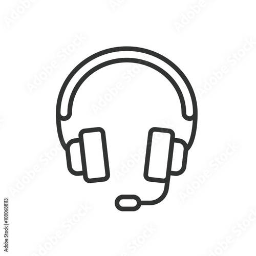 PC headphones, icon in line design. Headphones, PC, audio, sound, headset, music, earphones on white background vector. PC headphones editable stroke icon