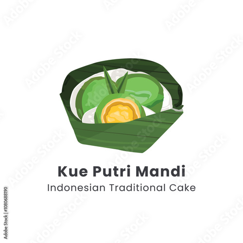 Hand Drawn Vector Illustration of Putri Mandi Cake Indonesian Traditional Cake