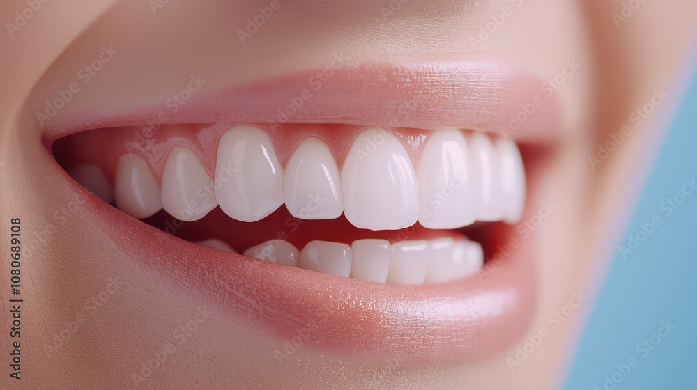 Close-up of a bright, healthy smile showcasing perfect teeth and subtle lip color against a soft background. Close-up of a bright, healthy smile showcasing perfect teeth and subtle lip color against a soft background.