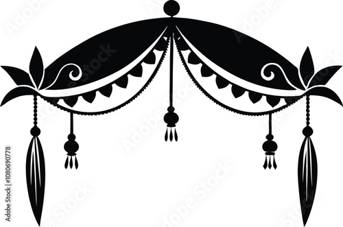 Decorative Toran silhouette , toran icon black vector 