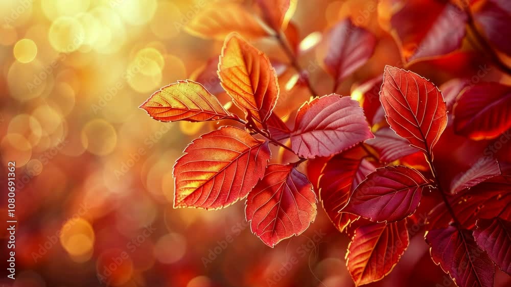 Stunning Close-Up of Red Autumn Leaves with Golden Bokeh Background, Perfect for Seasonal Designs and Nature-Themed Projects Stunning Close-Up of Red Autumn Leaves with Golden Bokeh Background, Perfect for Seasonal Designs and Nature-Themed Projects