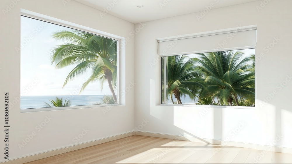 Bright Modern Room with Tropical Beach View, Perfect for Relaxation and Meditation Bright Modern Room with Tropical Beach View, Perfect for Relaxation and Meditation