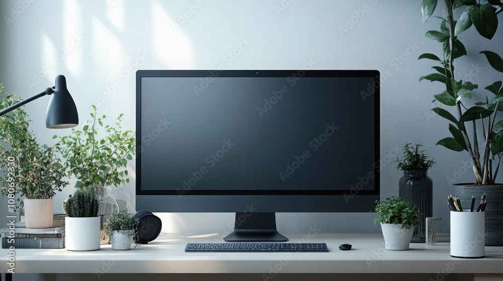 PC monitor mockup with blank screen template for technology design PC monitor mockup with blank screen template for technology design