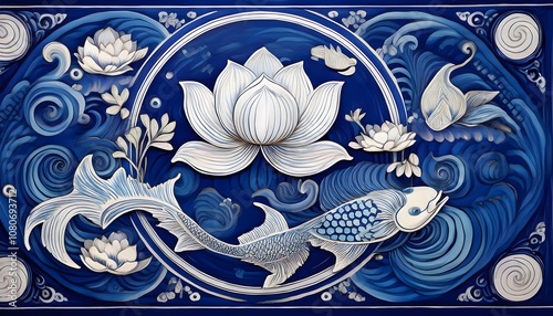 A Vietnam pattern reflecting the intricate art of Bat Trang pottery photo