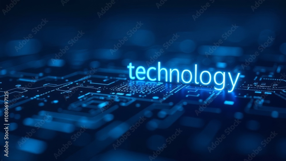 Futuristic digital technology concept with glowing blue circuit pattern Futuristic digital technology concept with glowing blue circuit pattern