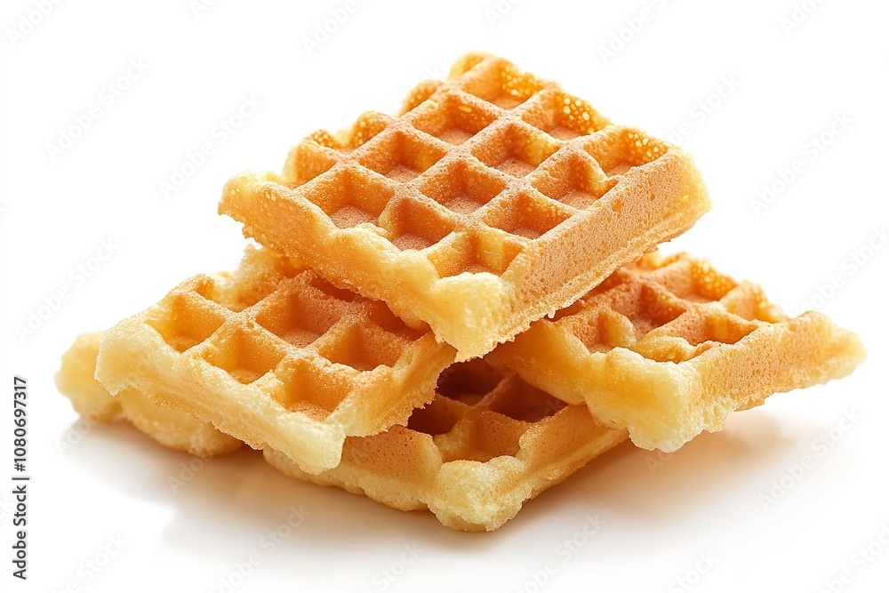 Excellent quality Belgian waffles isolated on a white backdrop. Generative Ai Excellent quality Belgian waffles isolated on a white backdrop. Generative Ai